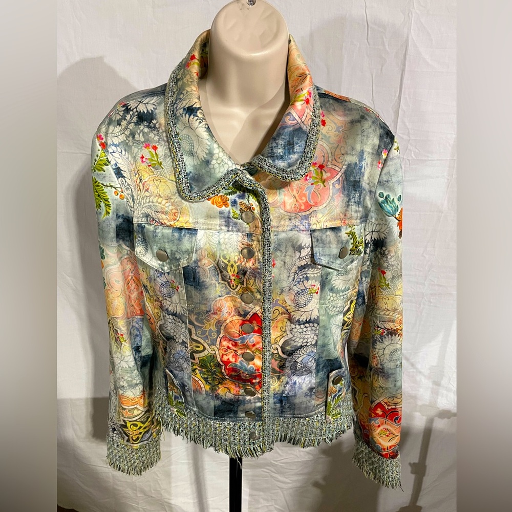 Beautiful Vintage Satin Boho Chic Jacket Sz 10 Made in USA Dry Clean Only Y2K